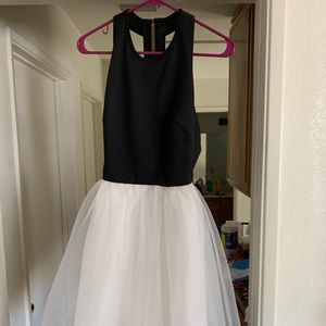 Adriana Papell Black and White tulle dress